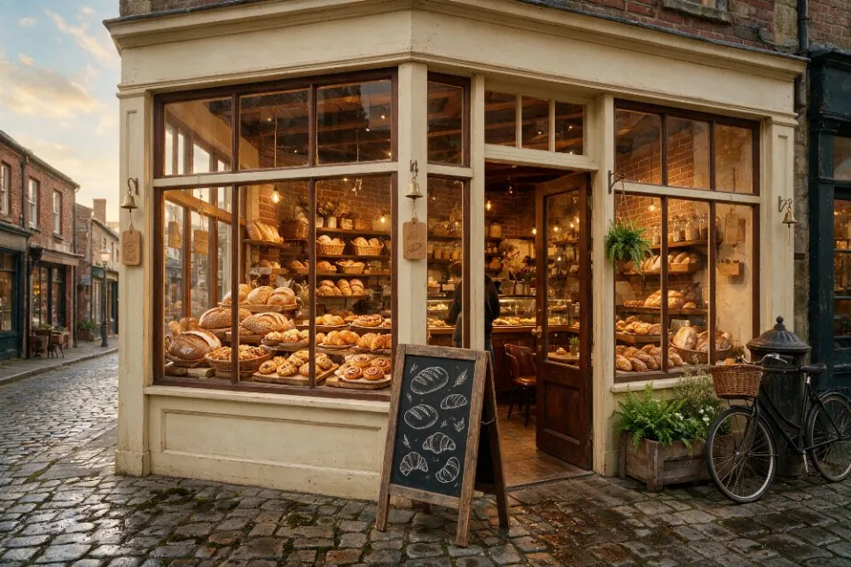 Sample bakery website hero in the Kahu Sites builder
