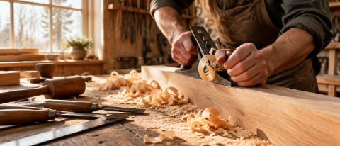 Photo generated in Kahu Creative from the prompt 'workbench detail, warm afternoon light'